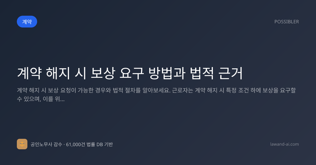 계약 해지 시 보상 요구 방법과 법적 근거