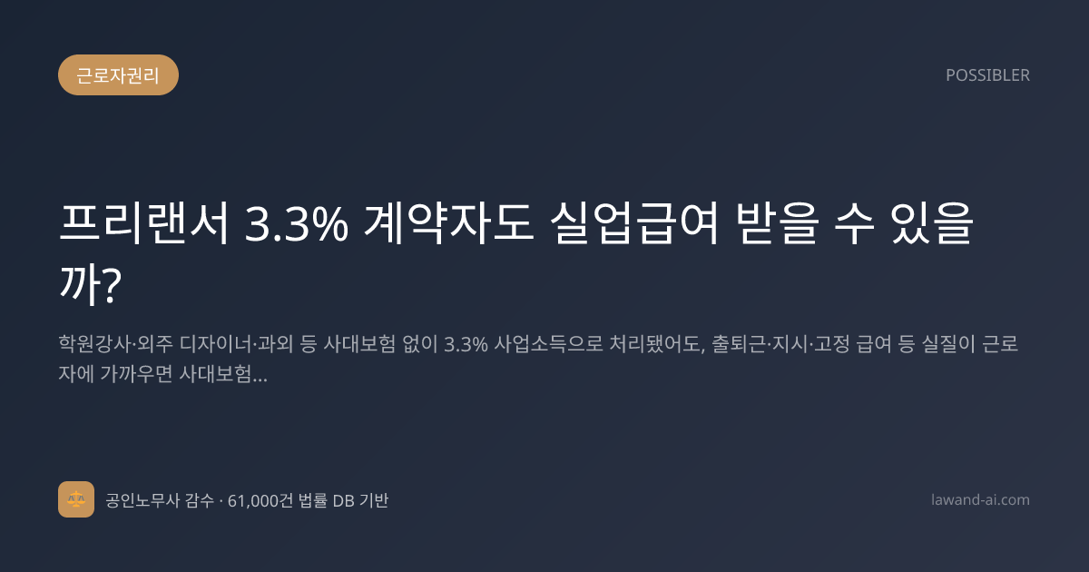 프리랜서 3.3% 계약자도 실업급여 받을 수 있을까?